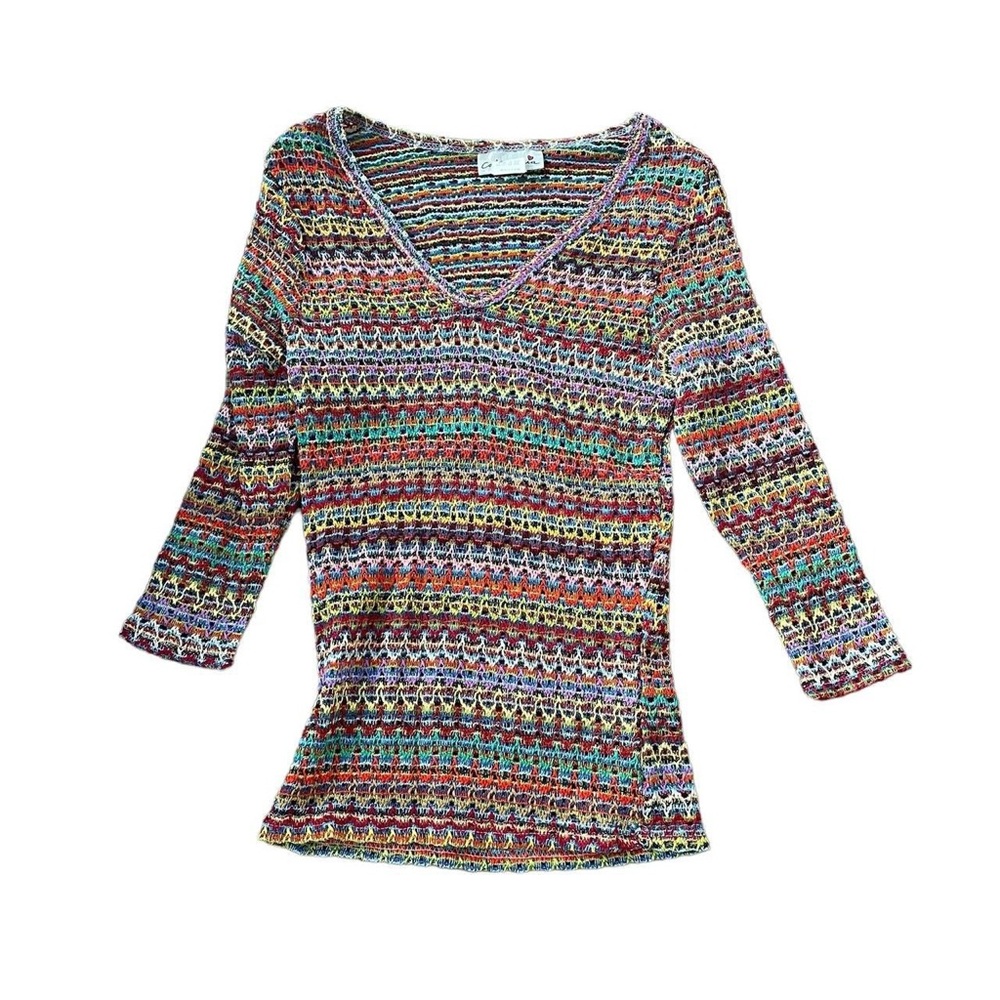 Vintage Y2K OO's rainbow colorful knit top from Miss California. Runs small